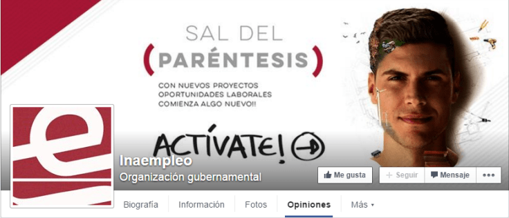 El Servicio Aragonés de Empleo (Inaem) ofrece una pestaña con una especie de foro de opiniones de los ususarios, aunque la mayoría de ellos la usan para presentarse como demandantes de empleo. Haz click en la imagen para ver la Fan Page